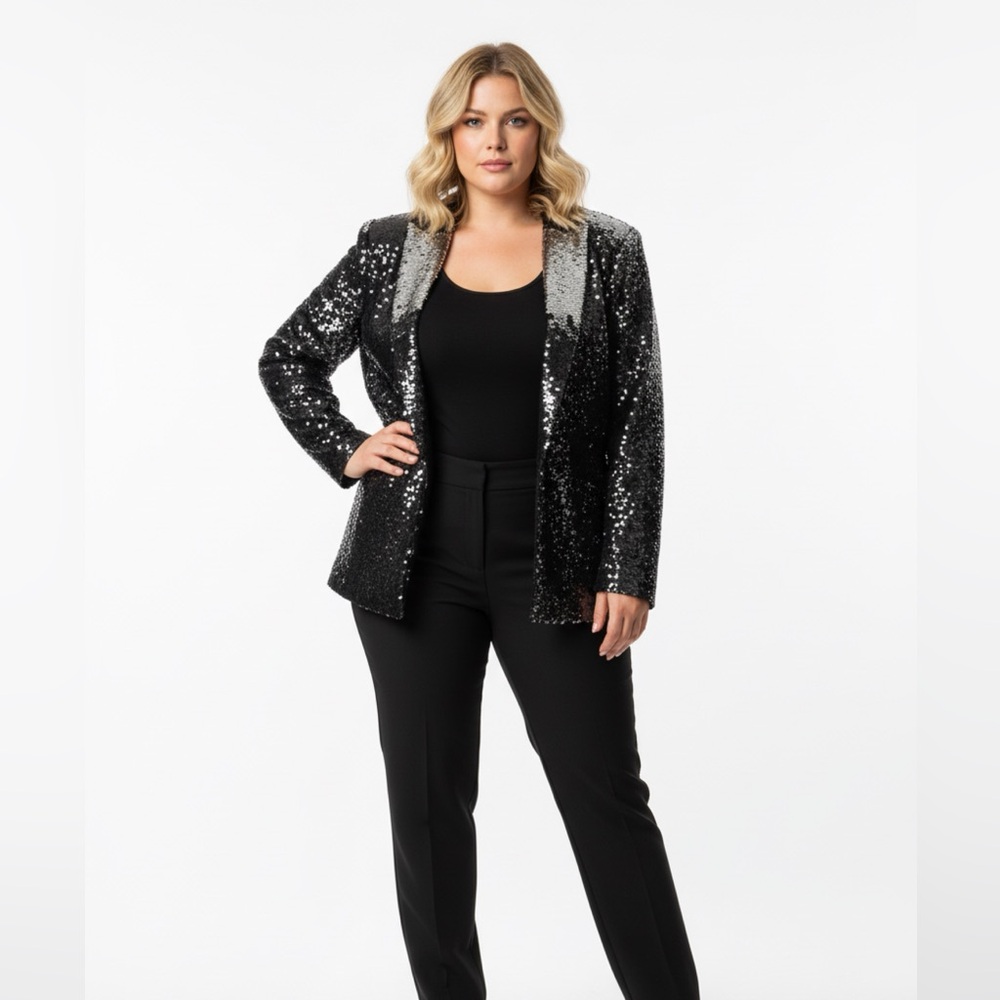 INC International Concepts Black Sequin Blazer